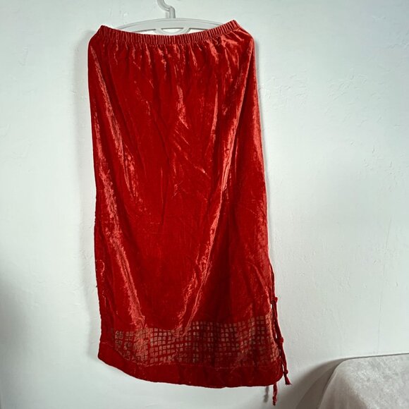 Blue Fish Womens Velvet Tunic Top & Maxi Skirt Set Size 1 Red Art to Wear - Picture 15 of 16
